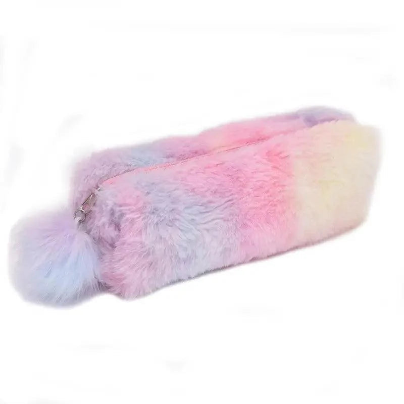 Cute Candy Color Creative Plush Students  Pencil Case Soft Stationery Large Capacity Pouch For Girls Stevvex