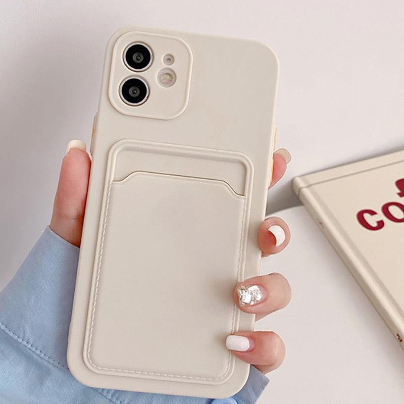 Cute Card Holder Silicone Case Compatible with iPhone Case Wallet Card Phone Case For iphone 13 14 Pro Max Mini Silicone Card Holder Slim Fit Thin Protective Cover Stevvex