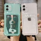 Cute Card Holder Silicone Case Compatible with iPhone Case Wallet Card Phone Case For iphone 13 14 Pro Max Mini Silicone Card Holder Slim Fit Thin Protective Cover Stevvex
