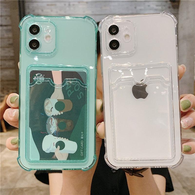 Cute Card Holder Silicone Case Compatible with iPhone Case Wallet Card Phone Case For iphone 13 14 Pro Max Mini Silicone Card Holder Slim Fit Thin Protective Cover Stevvex