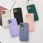 Cute Card Holder Silicone Case Compatible with iPhone Case Wallet Card Phone Case For iphone 13 14 Pro Max Mini Silicone Card Holder Slim Fit Thin Protective Cover Stevvex