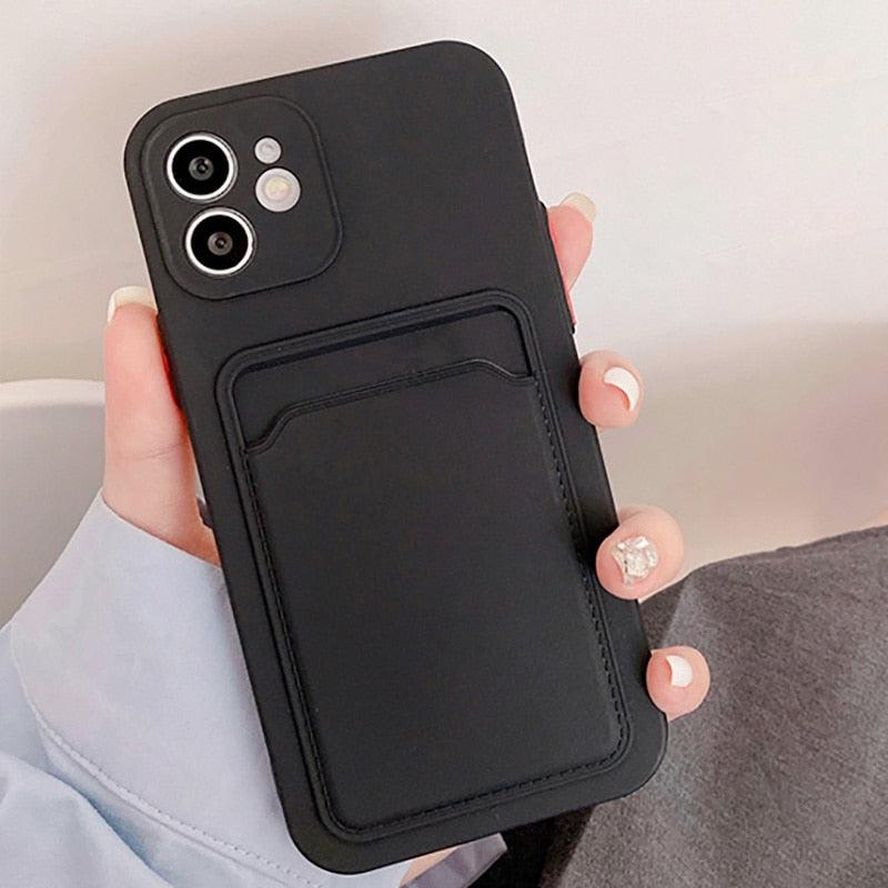 Cute Card Holder Silicone Case Compatible with iPhone Case Wallet Card Phone Case For iphone 13 14 Pro Max Mini Silicone Card Holder Slim Fit Thin Protective Cover Stevvex