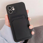 Cute Card Holder Silicone Case Compatible with iPhone Case Wallet Card Phone Case For iphone 13 14 Pro Max Mini Silicone Card Holder Slim Fit Thin Protective Cover Stevvex