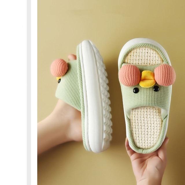 Cute Cartoon All Season Slippers Duck Shape Open Toe Indoor Shoes Women Flip Flops Cotton Slippers Women's House Memory Foam Soft Open Toe Anti-Slip Indoor Outdoor Casual Home Shoes Stevvex