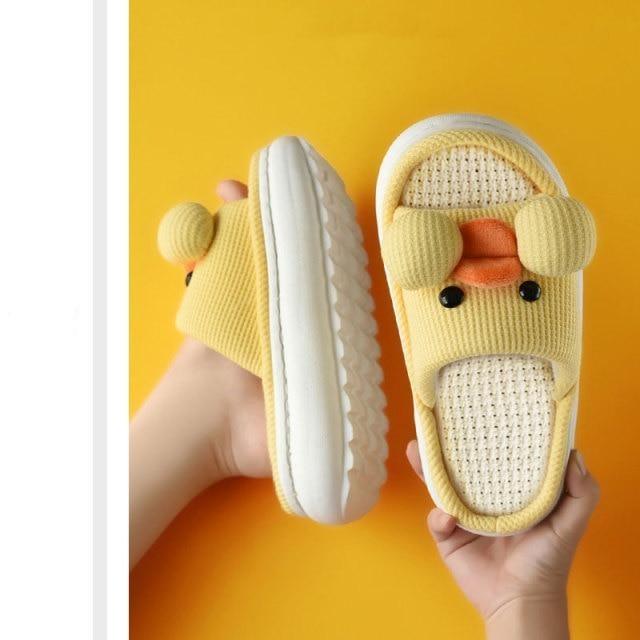 Cute Cartoon All Season Slippers Duck Shape Open Toe Indoor Shoes Women Flip Flops Cotton Slippers Women's House Memory Foam Soft Open Toe Anti-Slip Indoor Outdoor Casual Home Shoes Stevvex