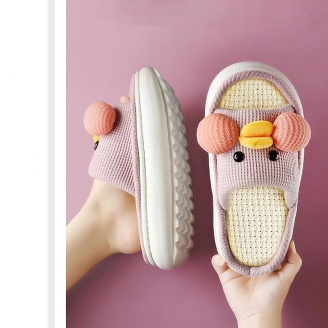 Cute Cartoon All Season Slippers Duck Shape Open Toe Indoor Shoes Women Flip Flops Cotton Slippers Women's House Memory Foam Soft Open Toe Anti-Slip Indoor Outdoor Casual Home Shoes Stevvex