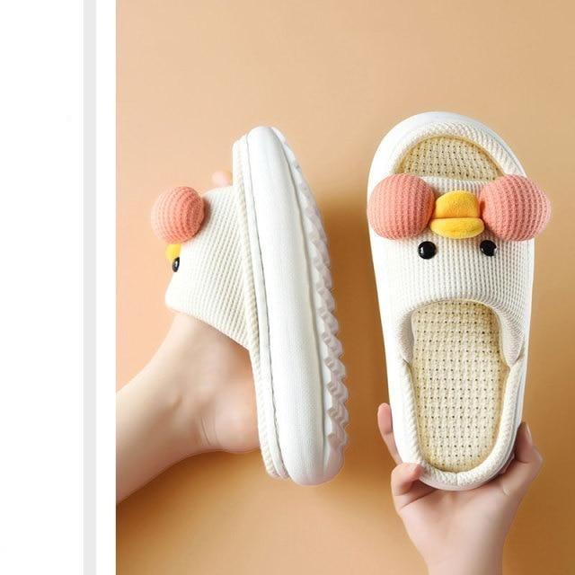 Cute Cartoon All Season Slippers Duck Shape Open Toe Indoor Shoes Women Flip Flops Cotton Slippers Women's House Memory Foam Soft Open Toe Anti-Slip Indoor Outdoor Casual Home Shoes Stevvex