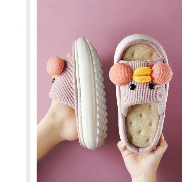 Cute Cartoon All Season Slippers Duck Shape Open Toe Indoor Shoes Women Flip Flops Cotton Slippers Women's House Memory Foam Soft Open Toe Anti-Slip Indoor Outdoor Casual Home Shoes Stevvex