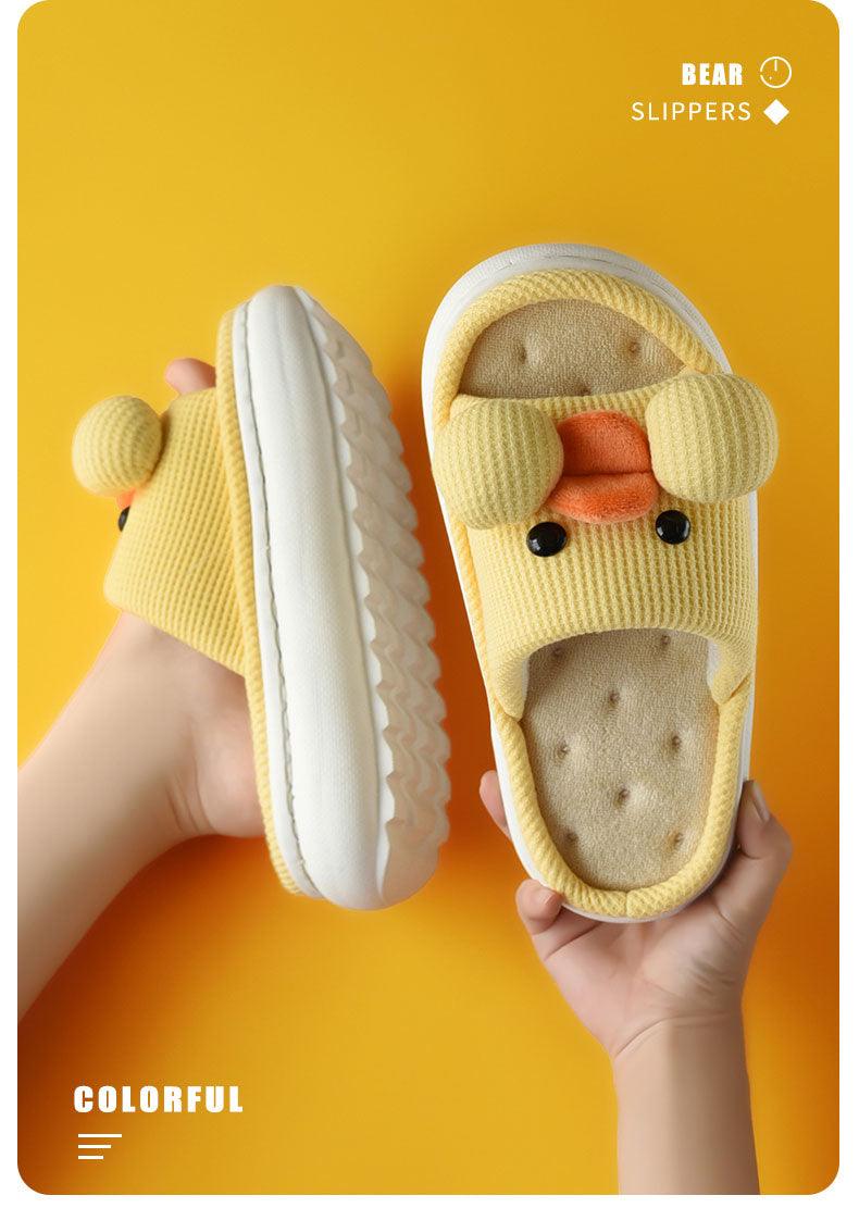 Cute Cartoon All Season Slippers Duck Shape Open Toe Indoor Shoes Women Flip Flops Cotton Slippers Women's House Memory Foam Soft Open Toe Anti-Slip Indoor Outdoor Casual Home Shoes Stevvex