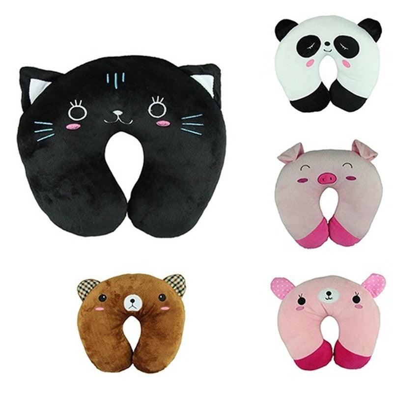 Cute Cartoon Animals U Shaped Pillow Travel Car Neck Rest Pillow Support Head Rest Cushion Panda Cat Bear Rabbit Pig Multi-Color Cartoon U Shaped Neck Pillow Comfortable Travel Pillow Inflatable Pillow Neck Pillow Lightweight Soft Pillows Stevvex