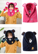 Cute Cartoon Children Winter Animal Bear Ski Masks Hats Kids Baby Thermal Fleece Balaclava Face Beanies Warmer Skellies Hats Kids Winter Fleece Warmer Balaclava Cap Thermal Tactical Military Helmet Windproof Full Face Mask Cover Ski Beanies Stevvex