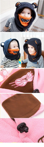 Cute Cartoon Children Winter Animal Bear Ski Masks Hats Kids Baby Thermal Fleece Balaclava Face Beanies Warmer Skellies Hats Kids Winter Fleece Warmer Balaclava Cap Thermal Tactical Military Helmet Windproof Full Face Mask Cover Ski Beanies Stevvex