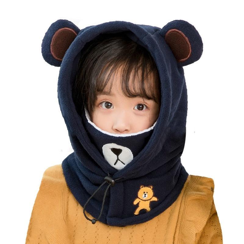 Cute Cartoon Children Winter Animal Bear Ski Masks Hats Kids Baby Thermal Fleece Balaclava Face Beanies Warmer Skellies Hats Kids Winter Fleece Warmer Balaclava Cap Thermal Tactical Military Helmet Windproof Full Face Mask Cover Ski Beanies Stevvex