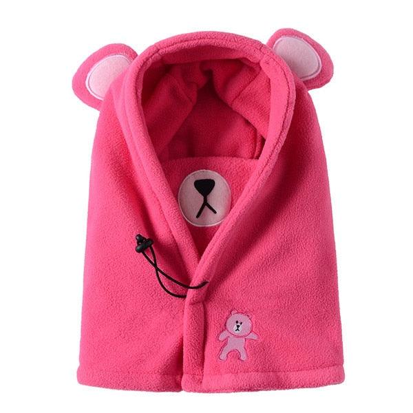 Cute Cartoon Children Winter Animal Bear Ski Masks Hats Kids Baby Thermal Fleece Balaclava Face Beanies Warmer Skellies Hats Kids Winter Fleece Warmer Balaclava Cap Thermal Tactical Military Helmet Windproof Full Face Mask Cover Ski Beanies Stevvex