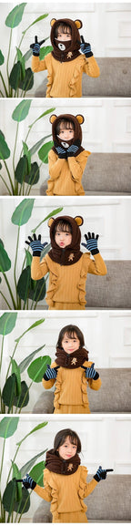 Cute Cartoon Children Winter Animal Bear Ski Masks Hats Kids Baby Thermal Fleece Balaclava Face Beanies Warmer Skellies Hats Kids Winter Fleece Warmer Balaclava Cap Thermal Tactical Military Helmet Windproof Full Face Mask Cover Ski Beanies Stevvex