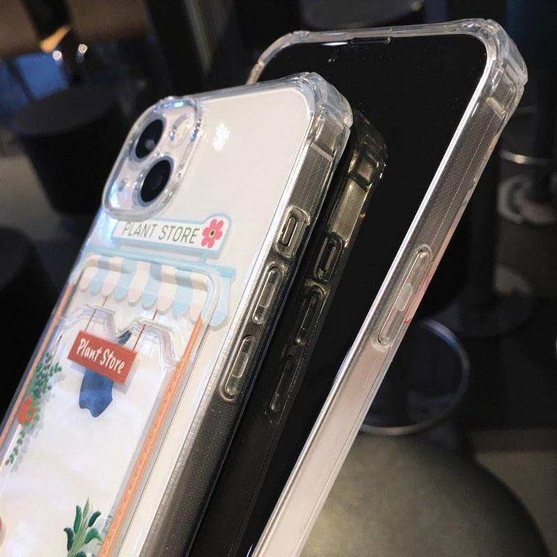 Cute Cartoon Wallet Card Pocket Holder Phone Case For iPhone 14 Pro Max 13 12 11 X XR XS 7 8 Plus Transparent Shockproof Cartoon Phone Case For iPhone Unique Funny Phone Case Design Stevvex