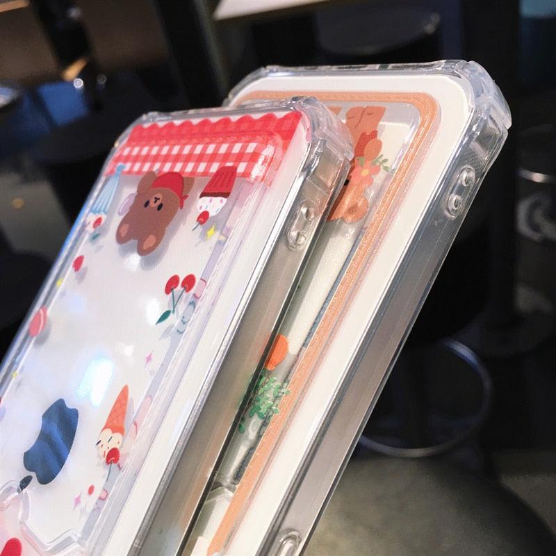 Cute Cartoon Wallet Card Pocket Holder Phone Case For iPhone 14 Pro Max 13 12 11 X XR XS 7 8 Plus Transparent Shockproof Cartoon Phone Case For iPhone Unique Funny Phone Case Design Stevvex