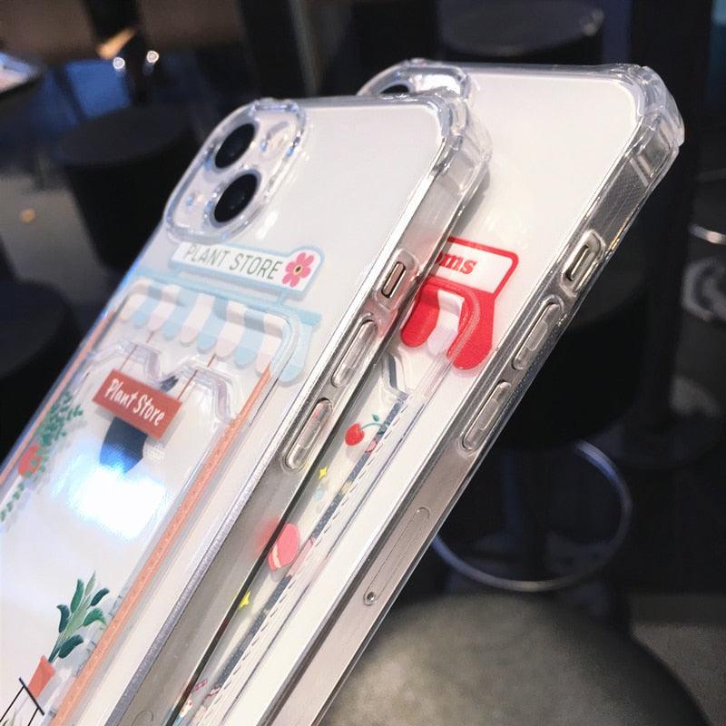 Cute Cartoon Wallet Card Pocket Holder Phone Case For iPhone 14 Pro Max 13 12 11 X XR XS 7 8 Plus Transparent Shockproof Cartoon Phone Case For iPhone Unique Funny Phone Case Design Stevvex