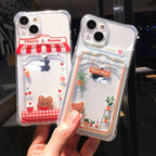 Cute Cartoon Wallet Card Pocket Holder Phone Case For iPhone 14 Pro Max 13 12 11 X XR XS 7 8 Plus Transparent Shockproof Cartoon Phone Case For iPhone Unique Funny Phone Case Design Stevvex