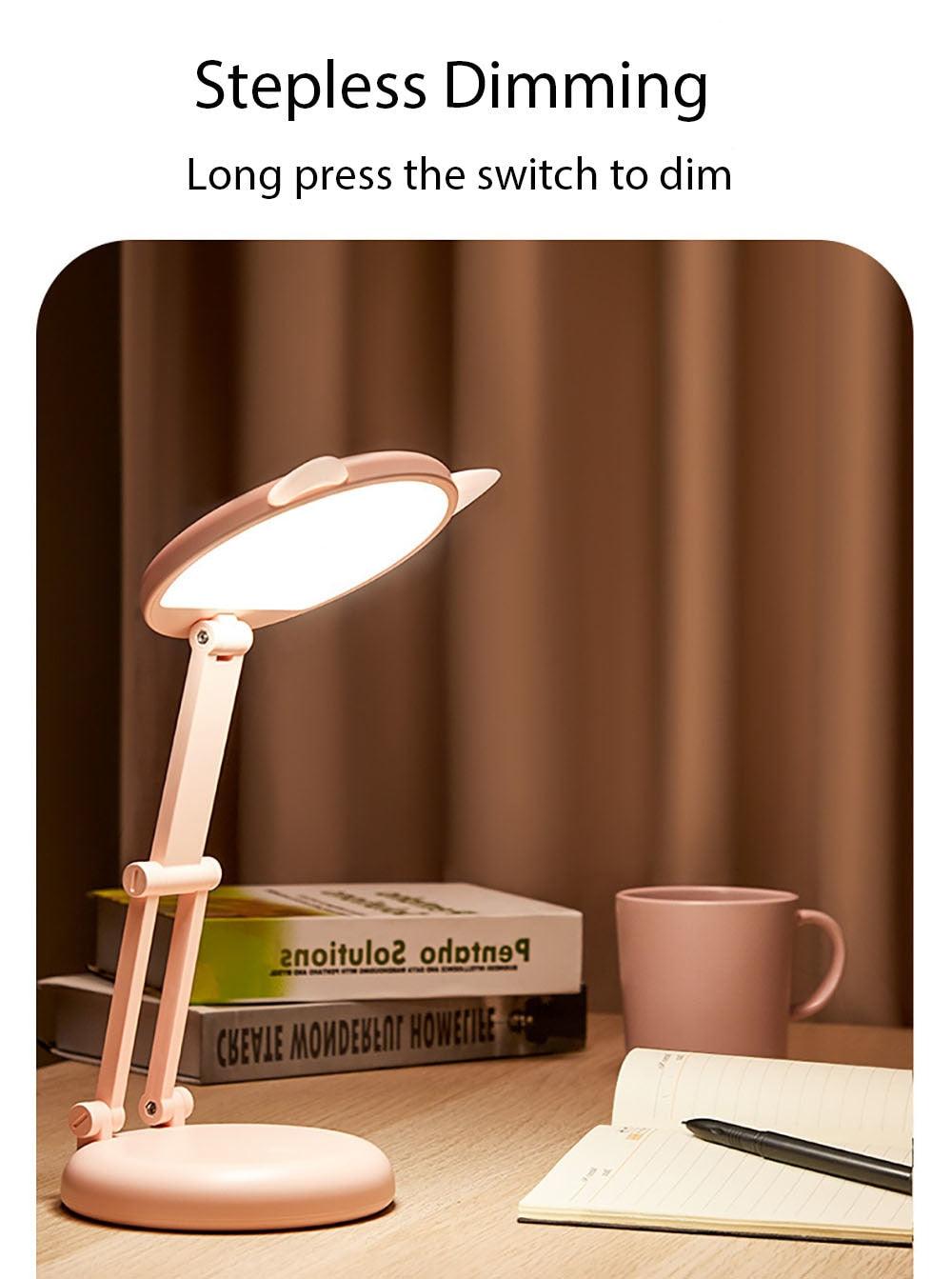 Cute Cat LED Table Lamp Children Study Eye Protection Desk Lamp 3600/6400mAh Long Battery Life Smart Bedroom Night Lamp Decorative Table Lamp Cute Study Lamps for Bedroom Décor Stevvex