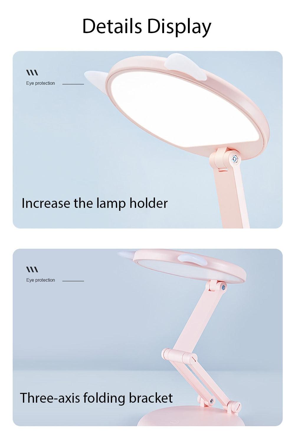 Cute Cat LED Table Lamp Children Study Eye Protection Desk Lamp 3600/6400mAh Long Battery Life Smart Bedroom Night Lamp Decorative Table Lamp Cute Study Lamps for Bedroom Décor Stevvex