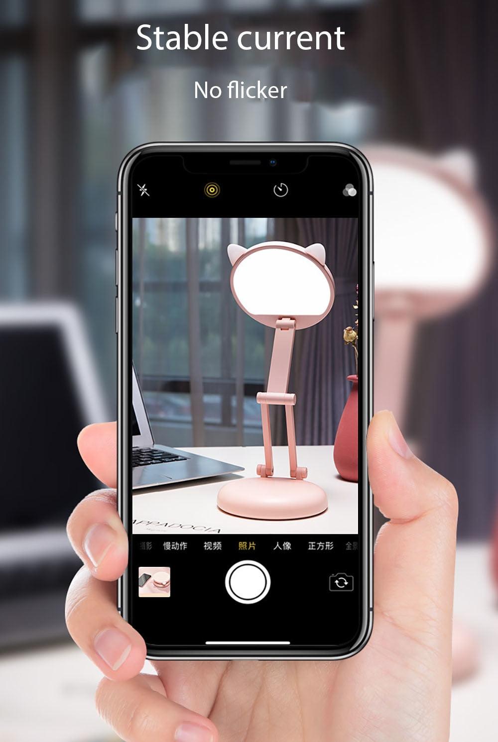Cute Cat LED Table Lamp Children Study Eye Protection Desk Lamp 3600/6400mAh Long Battery Life Smart Bedroom Night Lamp Decorative Table Lamp Cute Study Lamps for Bedroom Décor Stevvex