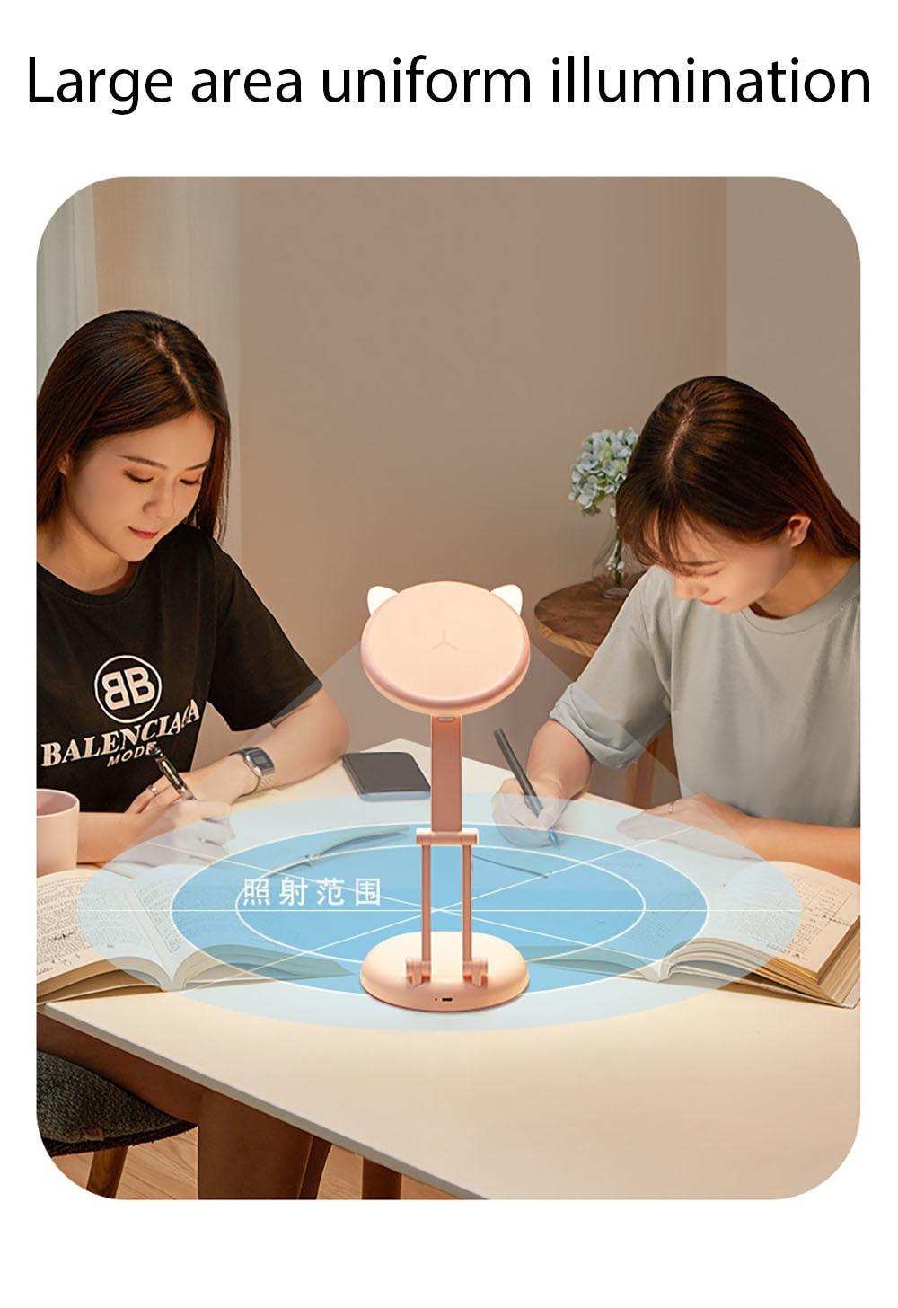 Cute Cat LED Table Lamp Children Study Eye Protection Desk Lamp 3600/6400mAh Long Battery Life Smart Bedroom Night Lamp Decorative Table Lamp Cute Study Lamps for Bedroom Décor Stevvex