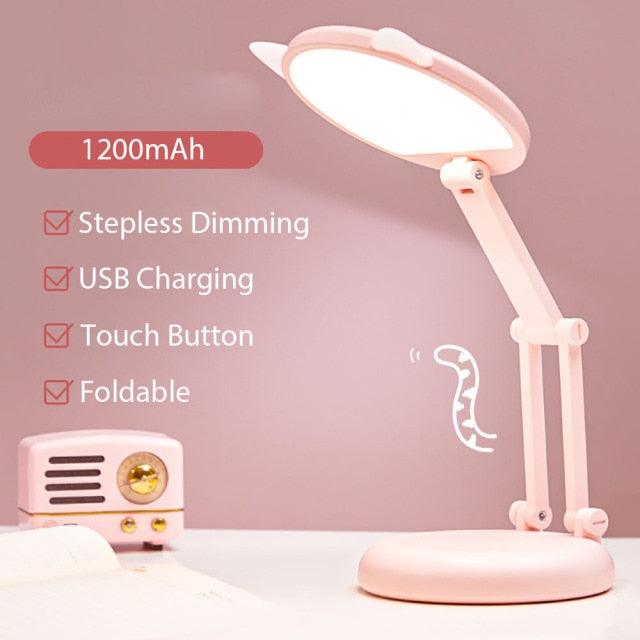 Cute Cat LED Table Lamp Children Study Eye Protection Desk Lamp 3600/6400mAh Long Battery Life Smart Bedroom Night Lamp Decorative Table Lamp Cute Study Lamps for Bedroom Décor Stevvex