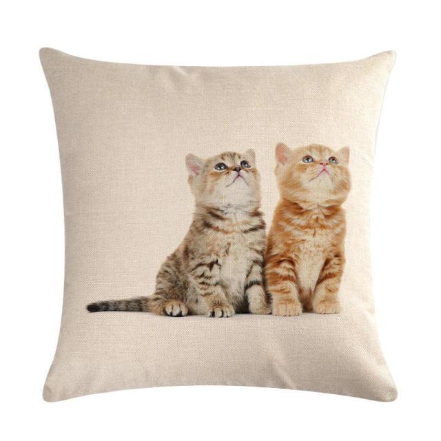 Cute Cat Sofa Decorative Cotton Linen Cushion Cover Pillow Cases Square Pillow Covers Cat Cotton Linen Decorative Cushion Covers For Home Throw Pillow Home Decor Pillowcover 45x45CM Stevvex