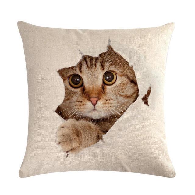 Cute Cat Sofa Decorative Cotton Linen Cushion Cover Pillow Cases Square Pillow Covers Cat Cotton Linen Decorative Cushion Covers For Home Throw Pillow Home Decor Pillowcover 45x45CM Stevvex