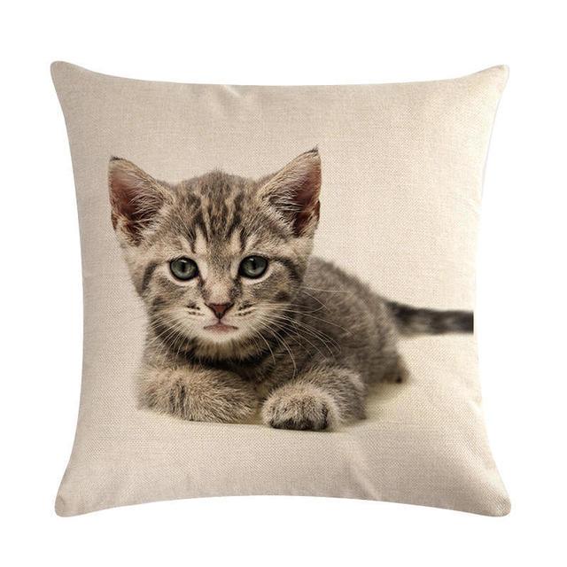 Cute Cat Sofa Decorative Cotton Linen Cushion Cover Pillow Cases Square Pillow Covers Cat Cotton Linen Decorative Cushion Covers For Home Throw Pillow Home Decor Pillowcover 45x45CM Stevvex