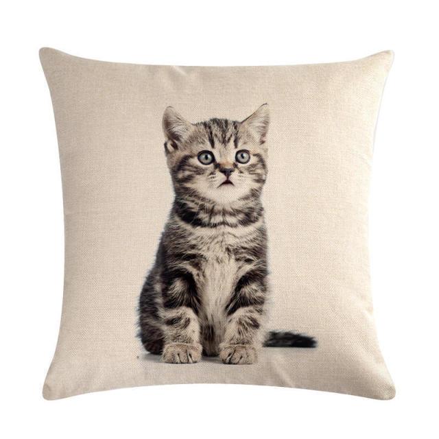 Cute Cat Sofa Decorative Cotton Linen Cushion Cover Pillow Cases Square Pillow Covers Cat Cotton Linen Decorative Cushion Covers For Home Throw Pillow Home Decor Pillowcover 45x45CM Stevvex