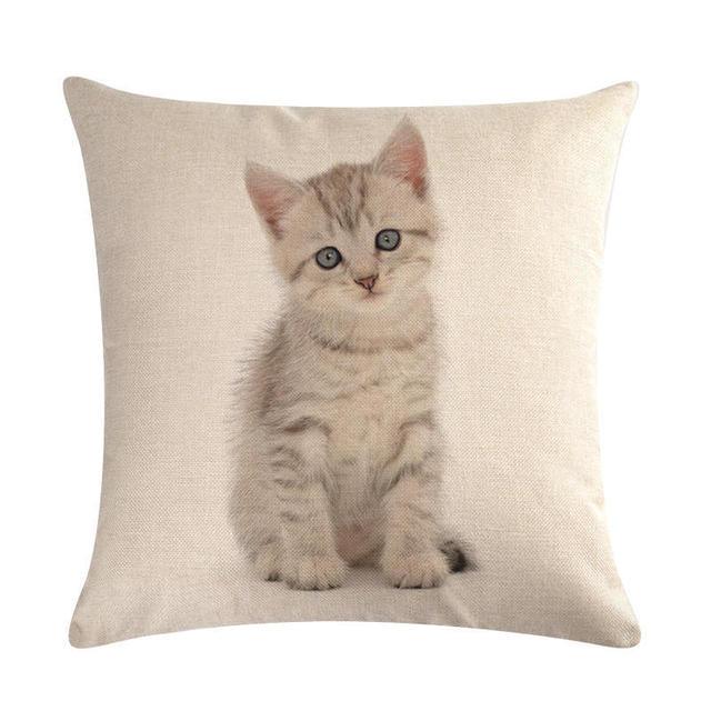 Cute Cat Sofa Decorative Cotton Linen Cushion Cover Pillow Cases Square Pillow Covers Cat Cotton Linen Decorative Cushion Covers For Home Throw Pillow Home Decor Pillowcover 45x45CM Stevvex