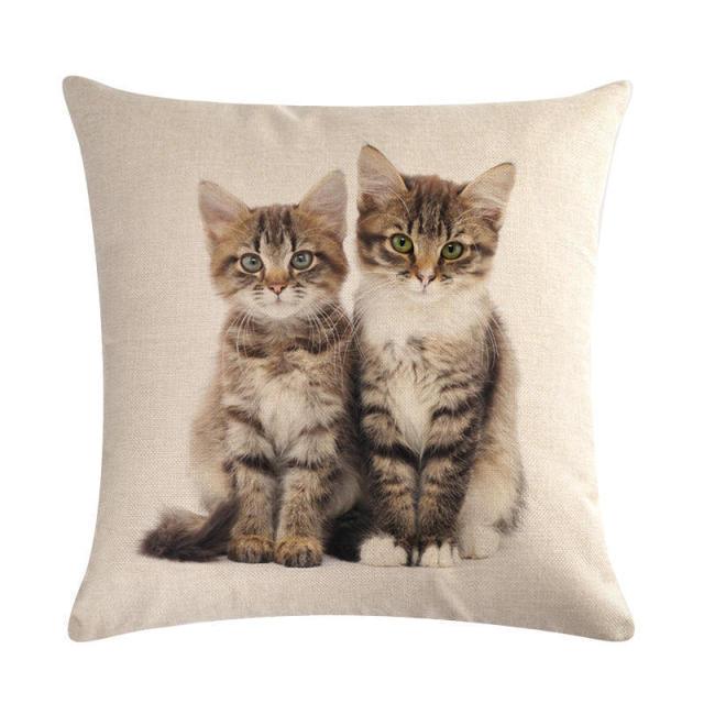 Cute Cat Sofa Decorative Cotton Linen Cushion Cover Pillow Cases Square Pillow Covers Cat Cotton Linen Decorative Cushion Covers For Home Throw Pillow Home Decor Pillowcover 45x45CM Stevvex