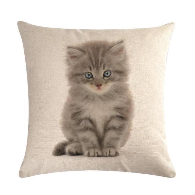 Cute Cat Sofa Decorative Cotton Linen Cushion Cover Pillow Cases Square Pillow Covers Cat Cotton Linen Decorative Cushion Covers For Home Throw Pillow Home Decor Pillowcover 45x45CM Stevvex