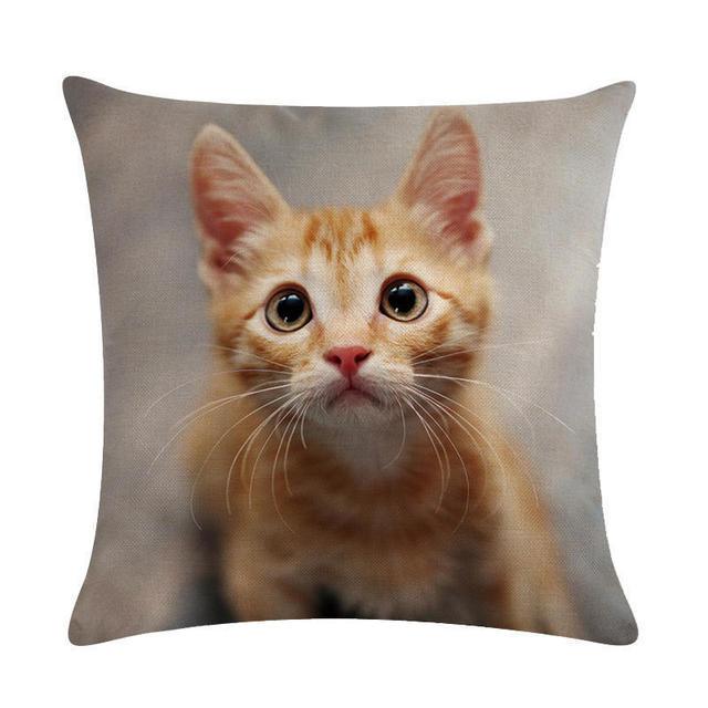 Cute Cat Sofa Decorative Cotton Linen Cushion Cover Pillow Cases Square Pillow Covers Cat Cotton Linen Decorative Cushion Covers For Home Throw Pillow Home Decor Pillowcover 45x45CM Stevvex