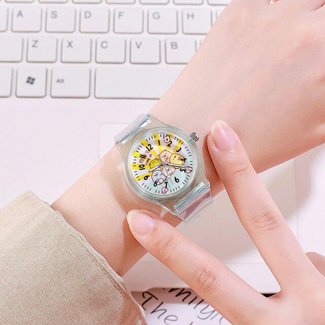 Cute Childrens Analog Transparent Watchband New Fashion Small Lightweight Watch Fresh And Simple Girls Quartz Watch Sport Simple Casual Quartz Wristwatch For Women Ladies Girls Stevvex