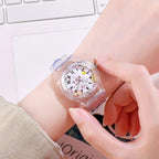 Cute Childrens Analog Transparent Watchband New Fashion Small Lightweight Watch Fresh And Simple Girls Quartz Watch Sport Simple Casual Quartz Wristwatch For Women Ladies Girls Stevvex