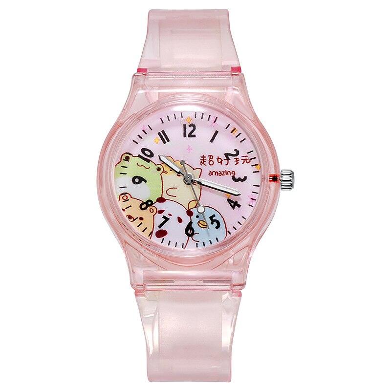 Cute Childrens Analog Transparent Watchband New Fashion Small Lightweight Watch Fresh And Simple Girls Quartz Watch Sport Simple Casual Quartz Wristwatch For Women Ladies Girls Stevvex