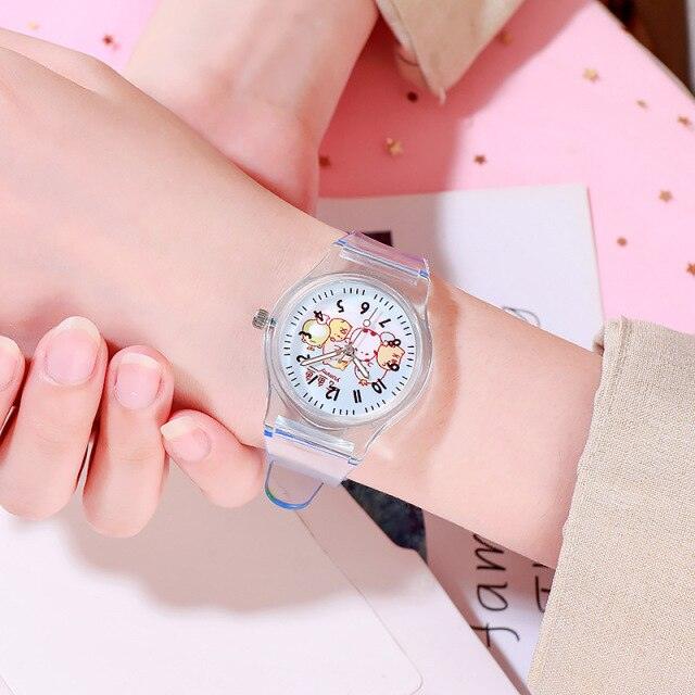 Cute Childrens Analog Transparent Watchband New Fashion Small Lightweight Watch Fresh And Simple Girls Quartz Watch Sport Simple Casual Quartz Wristwatch For Women Ladies Girls Stevvex