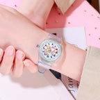 Cute Childrens Analog Transparent Watchband New Fashion Small Lightweight Watch Fresh And Simple Girls Quartz Watch Sport Simple Casual Quartz Wristwatch For Women Ladies Girls Stevvex