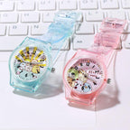 Cute Childrens Analog Transparent Watchband New Fashion Small Lightweight Watch Fresh And Simple Girls Quartz Watch Sport Simple Casual Quartz Wristwatch For Women Ladies Girls Stevvex