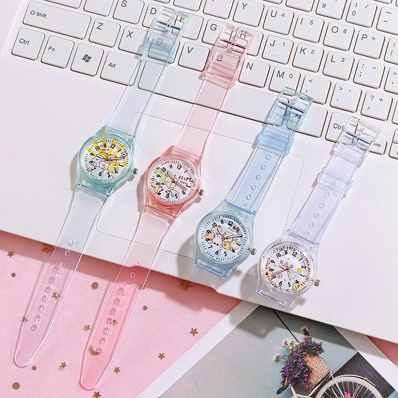 Cute Childrens Analog Transparent Watchband New Fashion Small Lightweight Watch Fresh And Simple Girls Quartz Watch Sport Simple Casual Quartz Wristwatch For Women Ladies Girls Stevvex