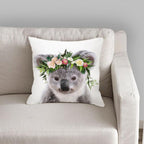 Cute Decorative Pillow Case Cover Grey Rabbit Isolated On A White Background Bunny Tail Back Soft Linen Pillow Case For Decorative Bedroom Case Cushion Covers Home Throw Pillows Flower Pillow Case Rabbit Sofa Animal Cushion Cover 45X45CM