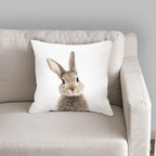 Cute Decorative Pillow Case Cover Grey Rabbit Isolated On A White Background Bunny Tail Back Soft Linen Pillow Case For Decorative Bedroom Case Cushion Covers Home Throw Pillows Flower Pillow Case Rabbit Sofa Animal Cushion Cover 45X45CM