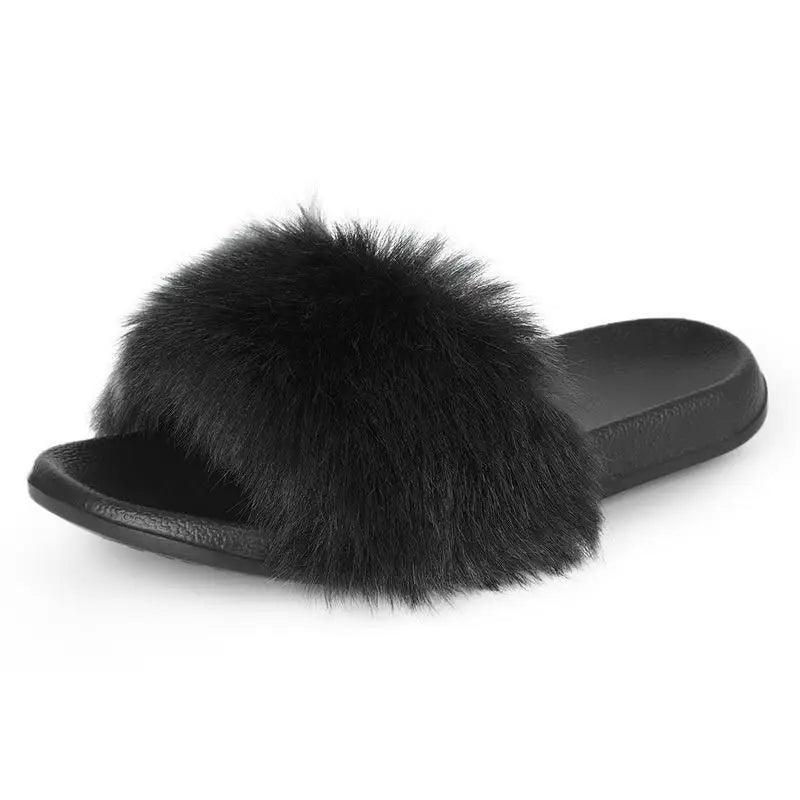 Cute Fluffy Ladies Indoor Warm Slippers Furry Luxury Flip Flops   Women's Fashion Flat Soft Flip Flops Stevvex
