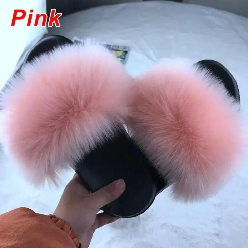 Cute Fluffy Ladies Indoor Warm Slippers Furry Luxury Flip Flops   Women's Fashion Flat Soft Flip Flops Stevvex