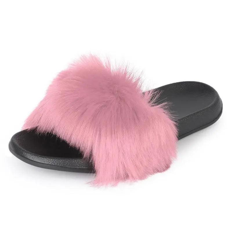 Cute Fluffy Ladies Indoor Warm Slippers Furry Luxury Flip Flops   Women's Fashion Flat Soft Flip Flops Stevvex