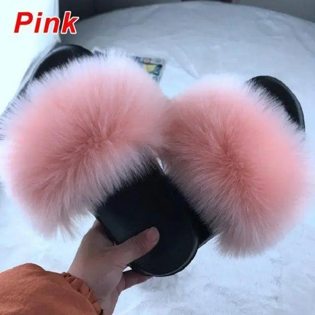 Cute Fluffy Ladies Indoor Warm Slippers Furry Luxury Flip Flops   Women's Fashion Flat Soft Flip Flops Stevvex
