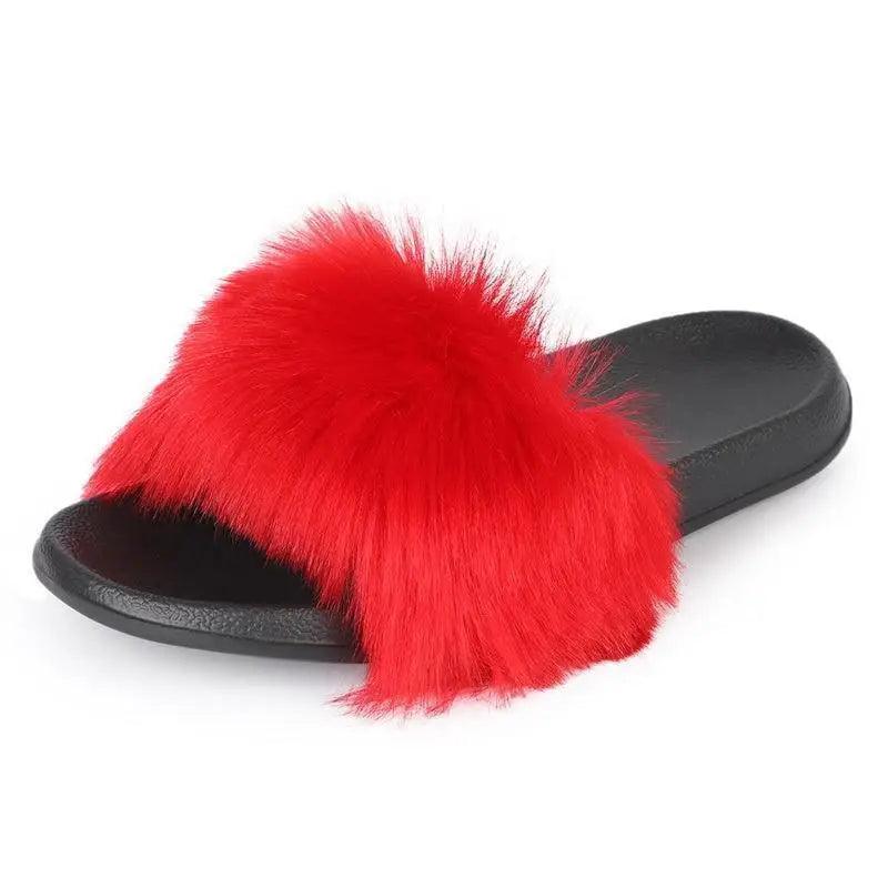 Cute Fluffy Ladies Indoor Warm Slippers Furry Luxury Flip Flops   Women's Fashion Flat Soft Flip Flops Stevvex